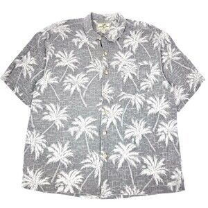 Jamaica Jaxx 100% Silk Palm Tree Short Sleeve Button Down Hawaiian Shirt Mens XL